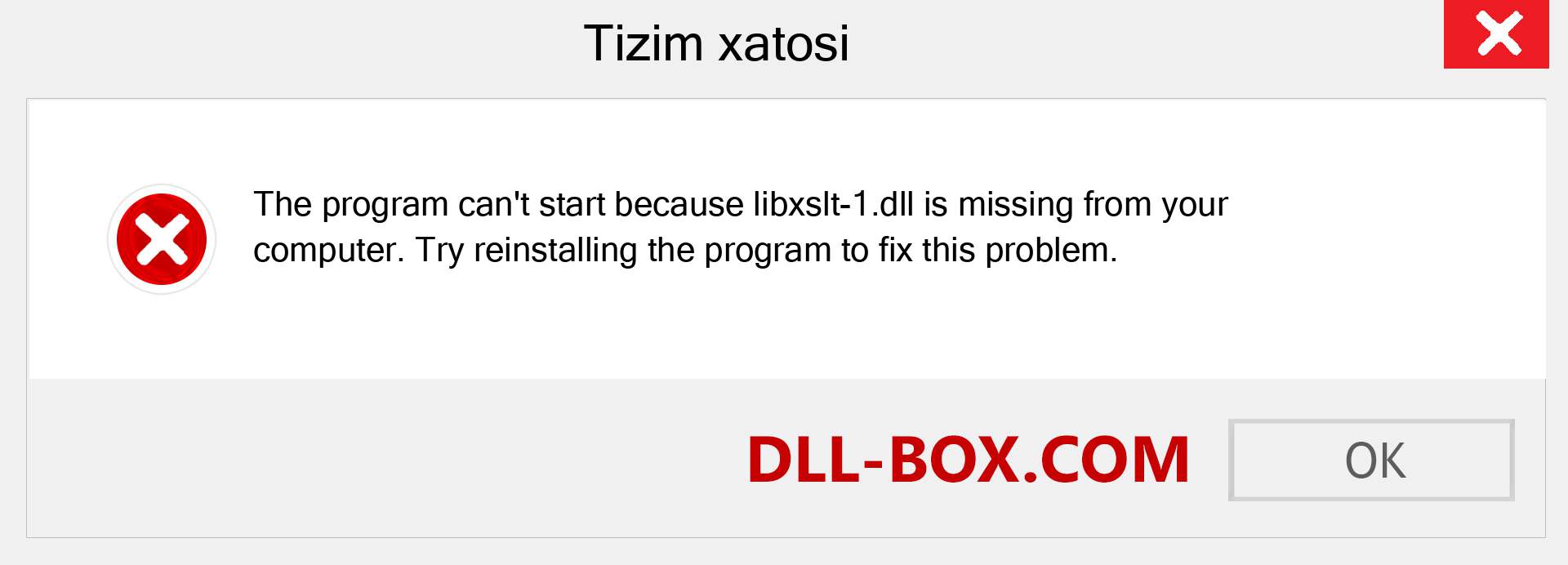 libxslt-1.dll fayli yo'qolganmi?. Windows 7, 8, 10 uchun yuklab olish - Windowsda libxslt-1 dll etishmayotgan xatoni tuzating, rasmlar, rasmlar